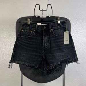AE77 The High-Rise Cut-Off Women’s Stylish Black Denim Shorts Size 24